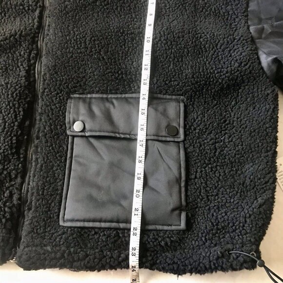 PACSUN LA Hearts Reversible Sherpa Jacket Size Medium/Large Black New - Picture 10 of 10